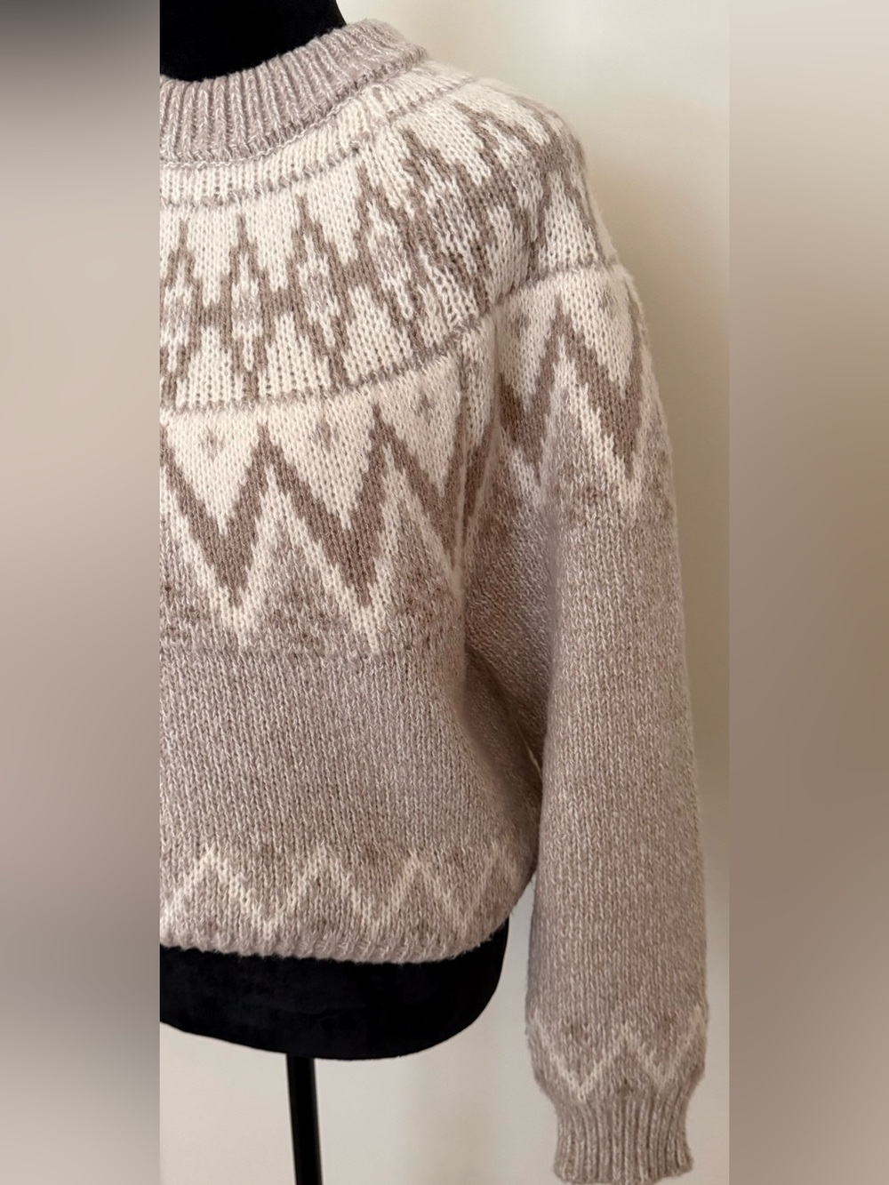 For the Republic Fair Isle Chunky Knit Crewneck Sweater - M - Picture 3 of 6